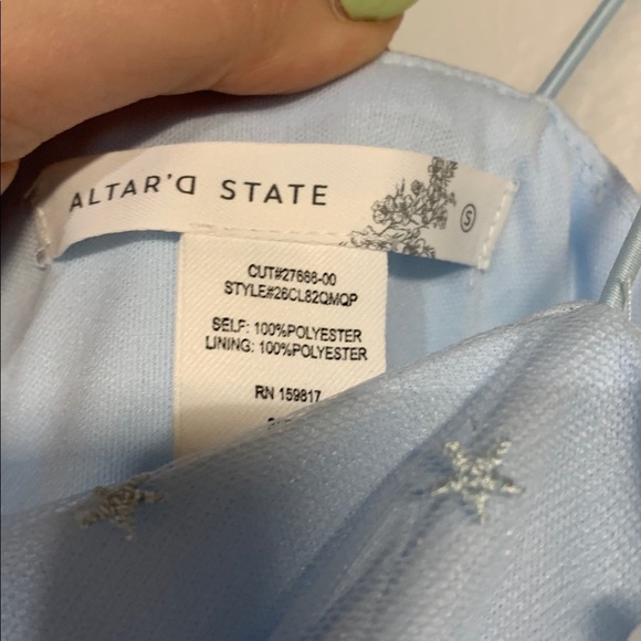 ALTARD STATE AURORA BLUE FLORAL MESH BABYDOLL DRESS SMALL - Picture 4 of 7